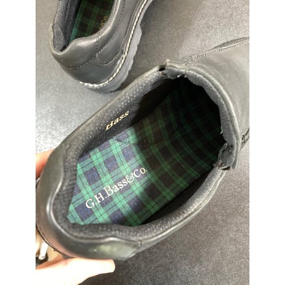 G.H. Bass Slip On Black Leather Loafers Shoes Mens 7 D Womens 9 D Academia - Picture 7 of 9